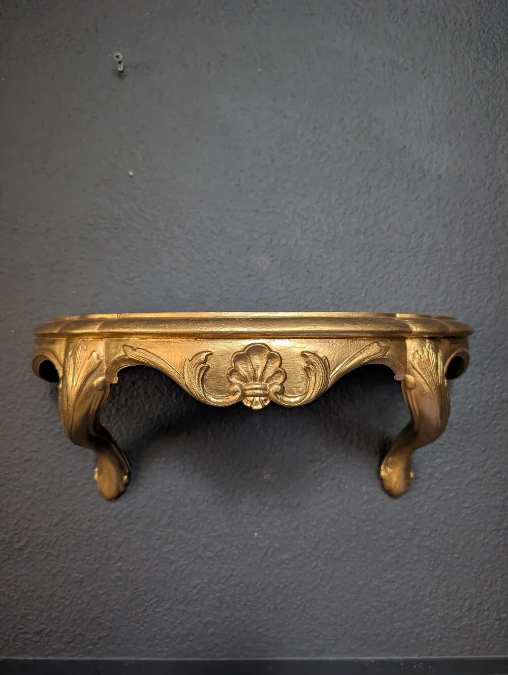 Vintage 80's BURWOOD, Ornate Gold Gilt, Shell Detail, Wall Hanging Shelf Decor